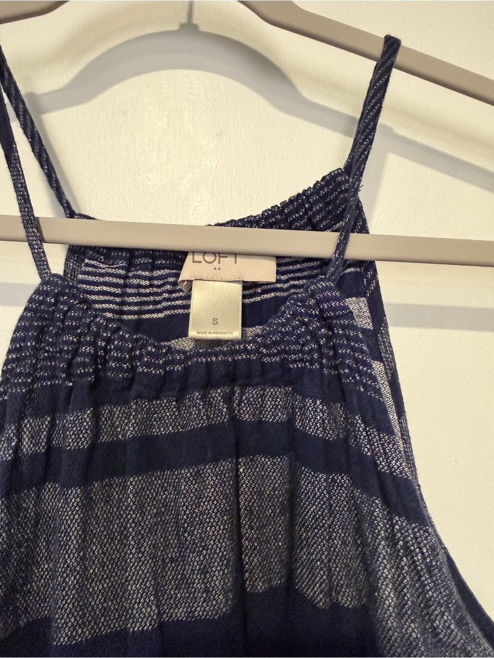 LOFT Navy and White Striped Spaghetti Strap Camisole